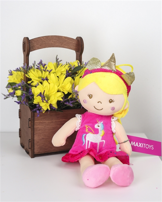 Мини-композиция с мягкой игрушкой Кукла 4018 - фото 11831